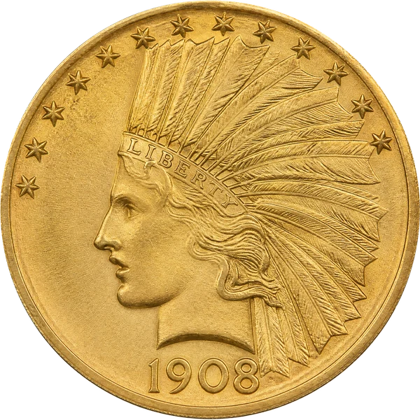 1908 Indian Head ten dollar gold eagle, obverse