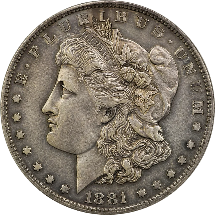 1881 Morgan silver dollar, obverse